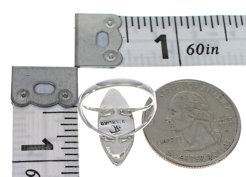 Turquoise Southwestern Authentic Sterling Silver Water Wave Needlepoint Ring Size 5-3/4 QX85023